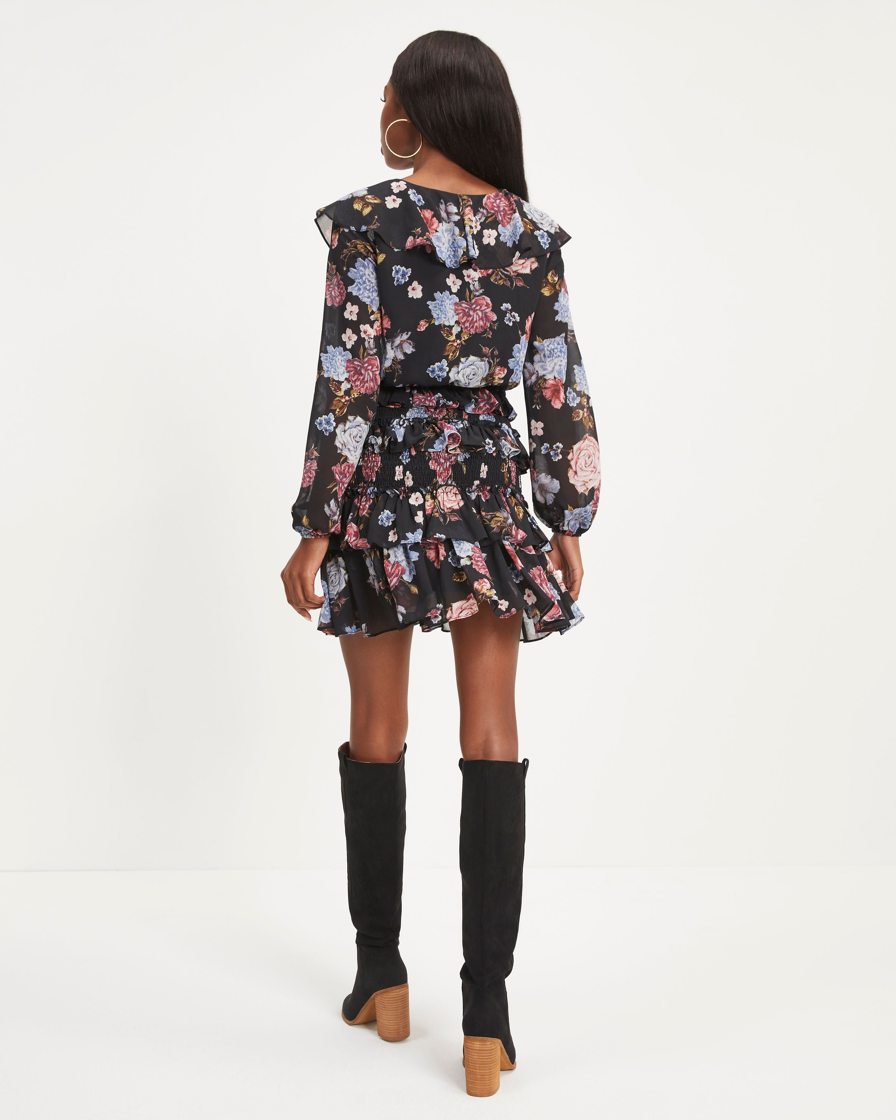 All The Frills Floral Smocked Tiered Mini Dress