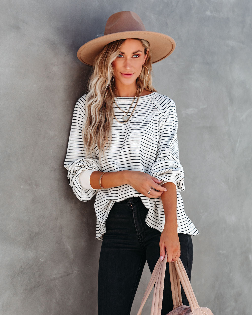 Jacey Cotton Striped Long Sleeve Top