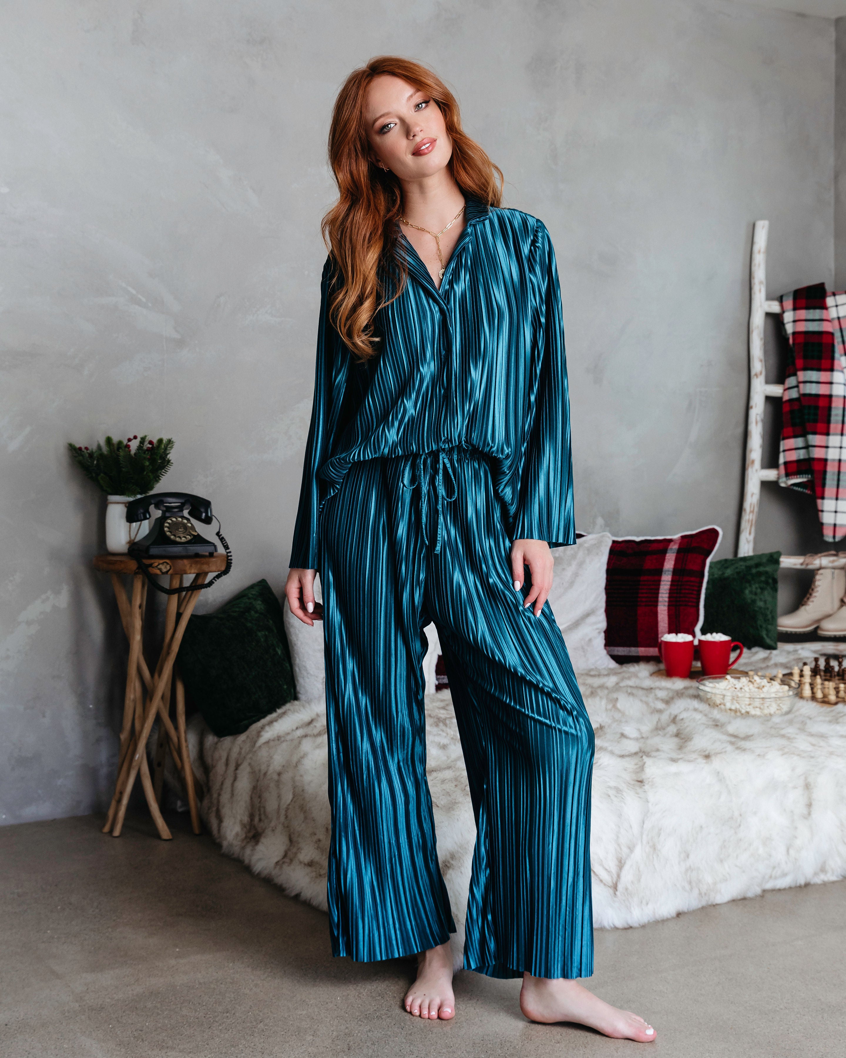 Hey Honey Plisse Button Down Top - Teal