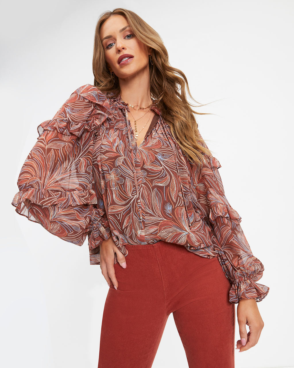 Good Day Floral Ruffle Top