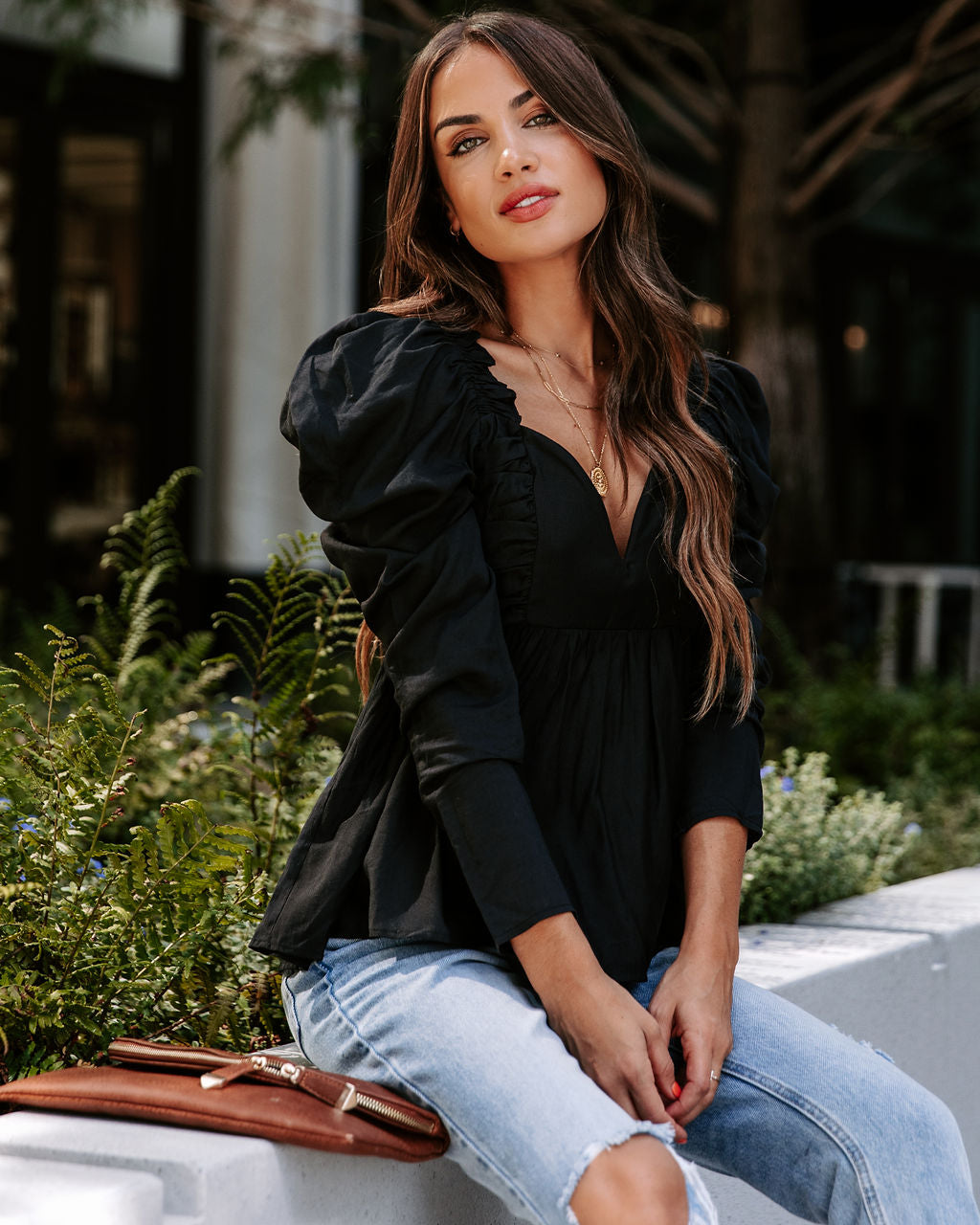 Your Royal Flyness Sweetheart Puff Sleeve Top - Black