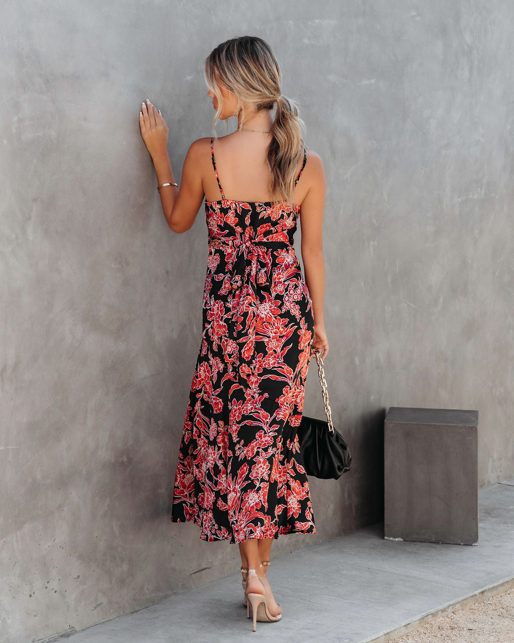 Beautiful Mystery Satin Floral Midi Dress