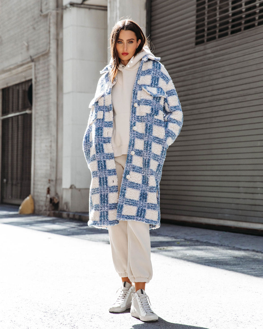 Boston Get Away Pocketed Plaid Teddy Coat