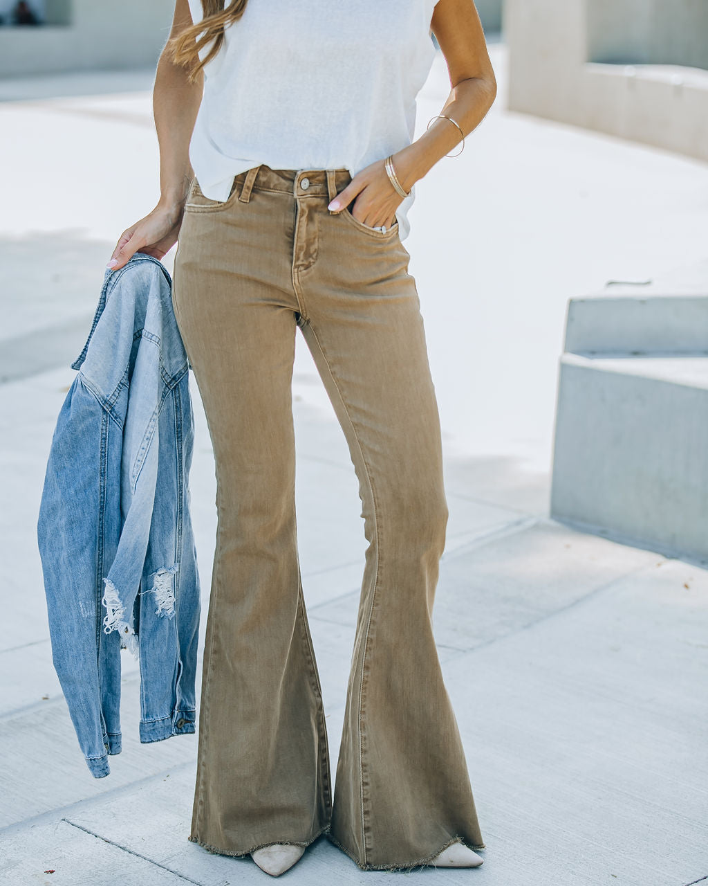 Autumn High Rise Bell Bottom Denim - Mocha