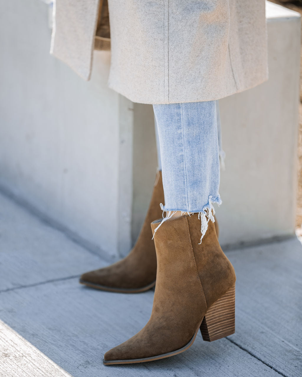 Hailey Faux Suede Heeled Bootie - Brown