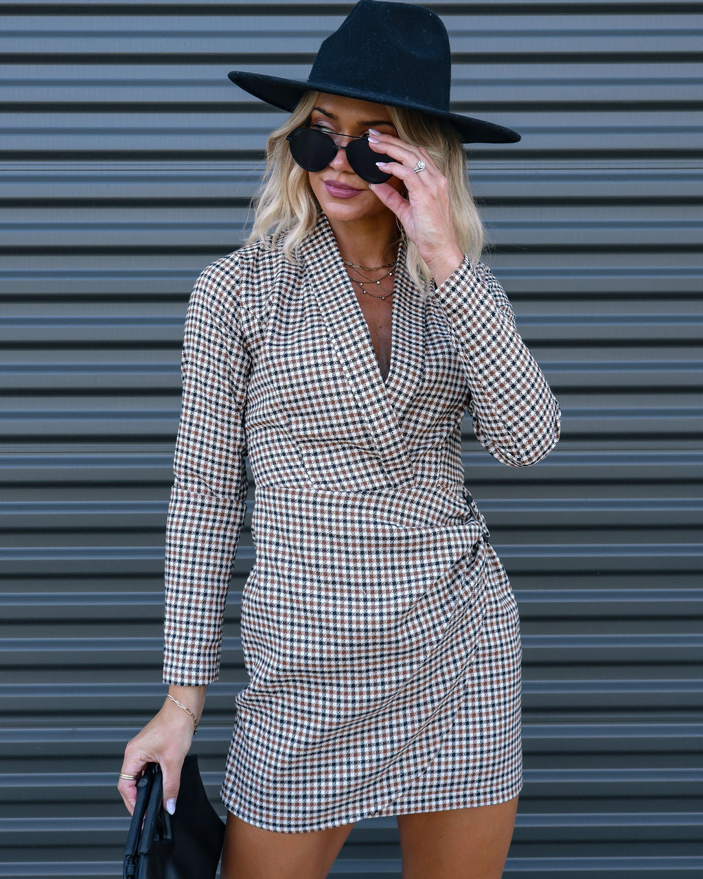 Sophisticated Biz Plaid Mini Dress