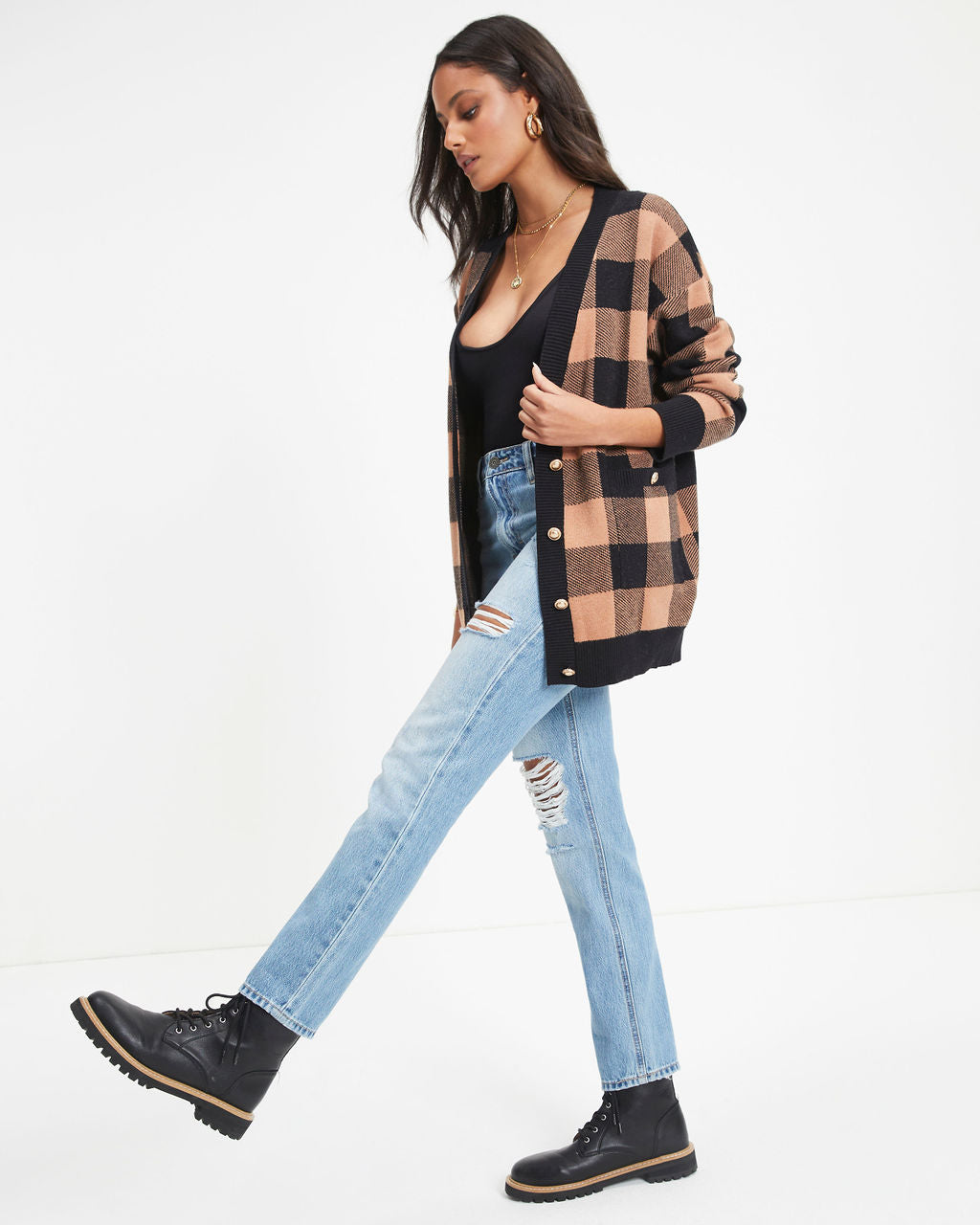 Tilden Pocketed Plaid Cardigan