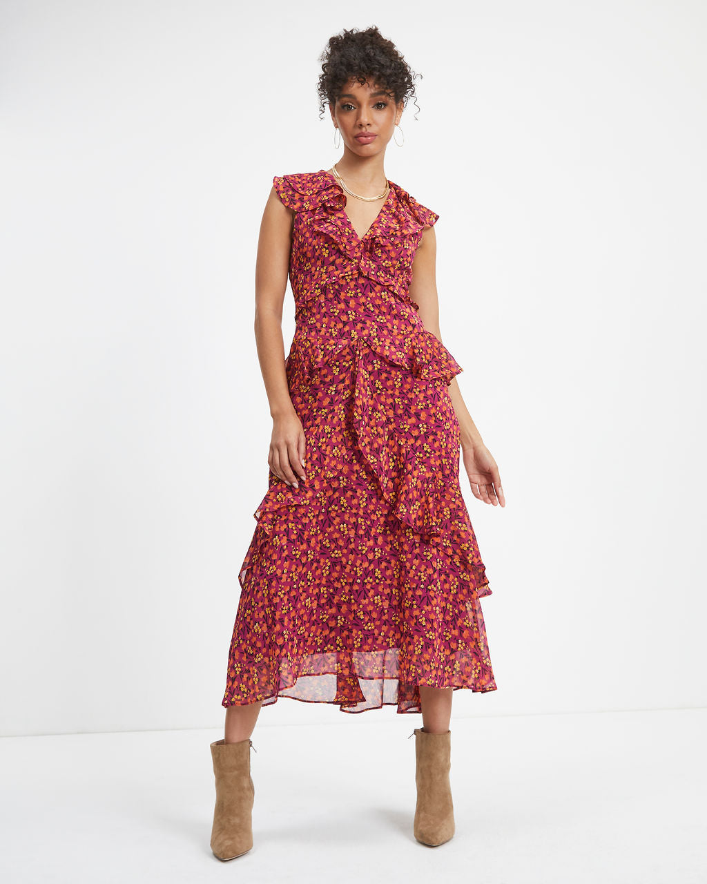Autumn Wishes Floral Tiered Midi Dress - FINAL SALE