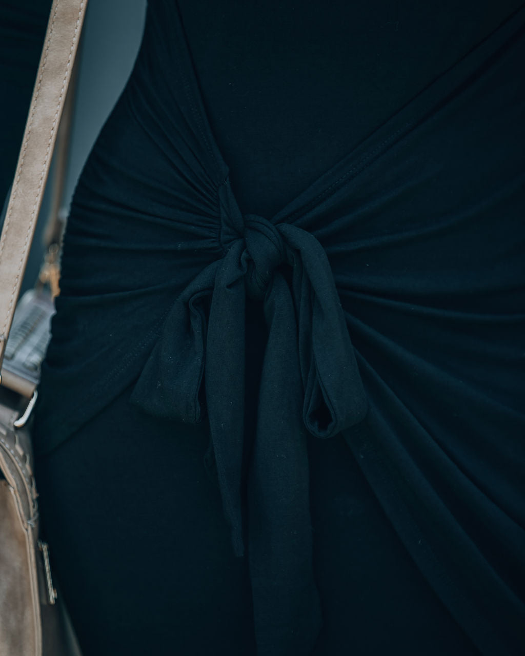 Ayda Drape Front Tie Mini Dress - Black - SALE