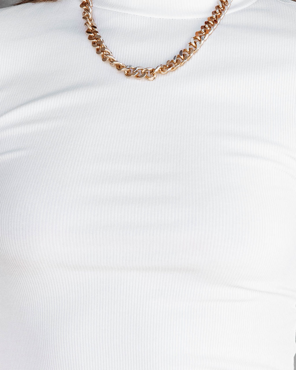 Norton Mock Neck Knit Top - Off White