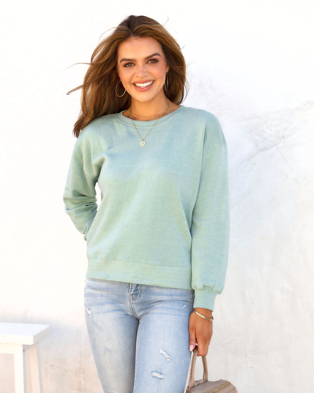 Tropez Waves Pullover Sweater - Sage - FINAL SALE