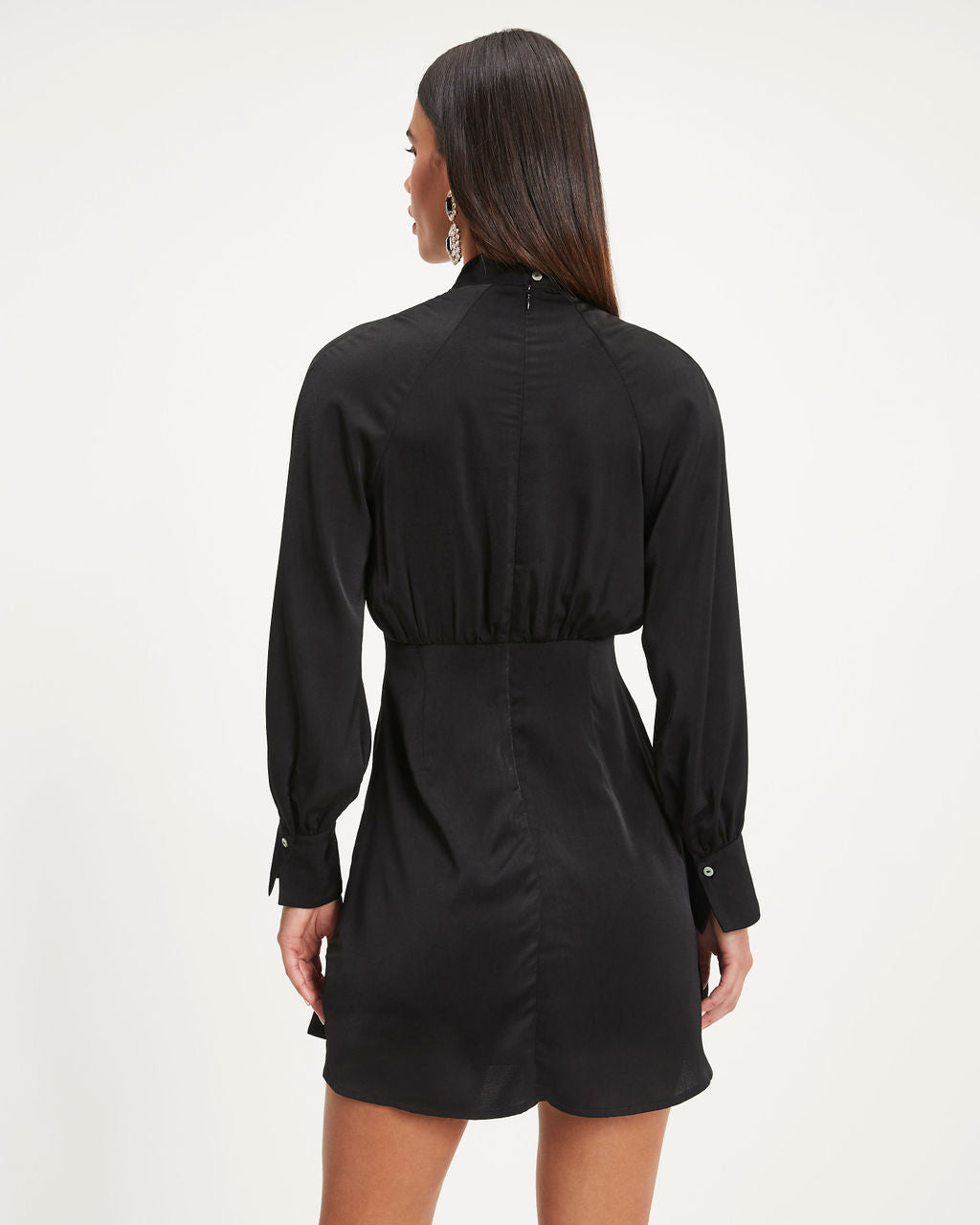 Hostess With The Mostess Twisted Long Sleeve Mini Dress - Black
