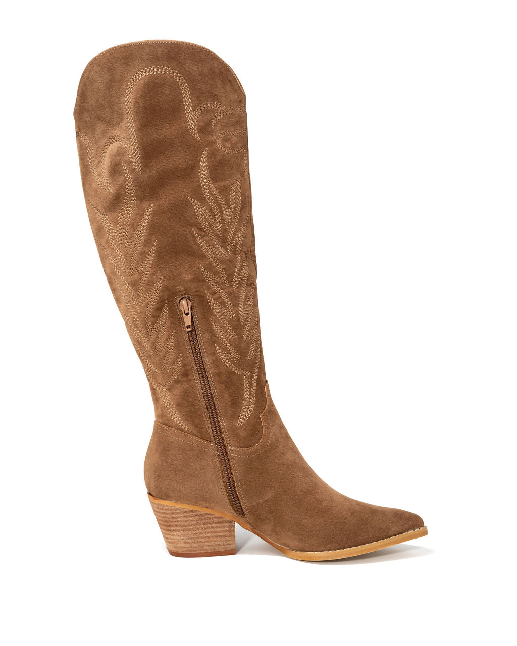 Tennessee Western Faux Suede Heeled Boots - Brown