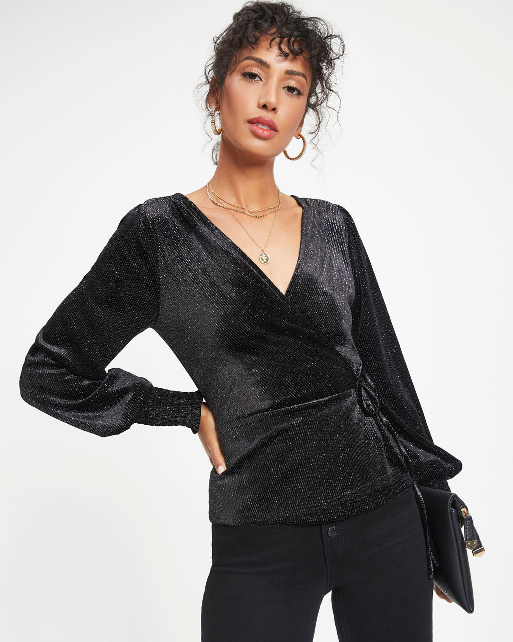 Beyond Fabulous Metallic Velvet Wrap Top - FINAL SALE