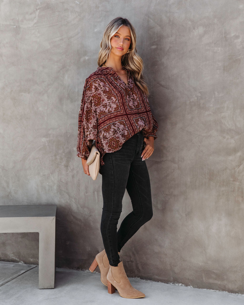 Ever As Before Printed Dolman Sleeve Top