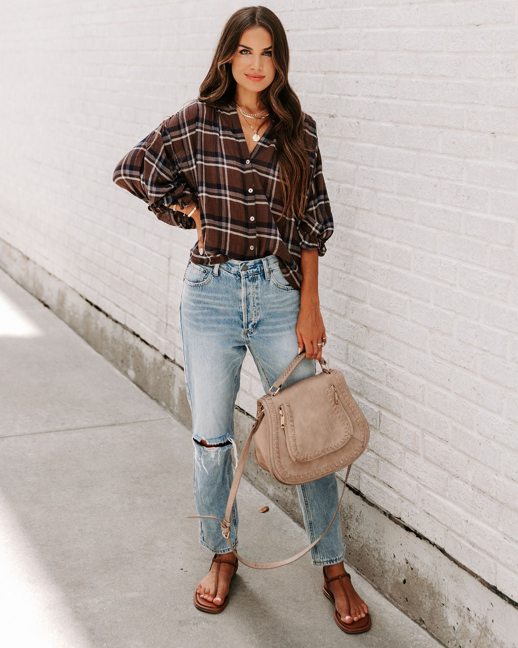 Williamsburg Cotton Plaid Button Down Top