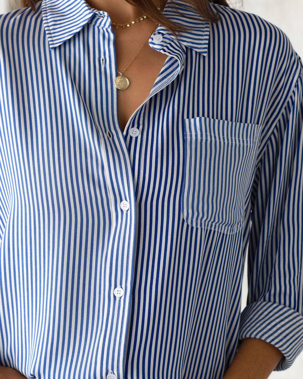 Workflow Striped Button Down Top - FINAL SALE