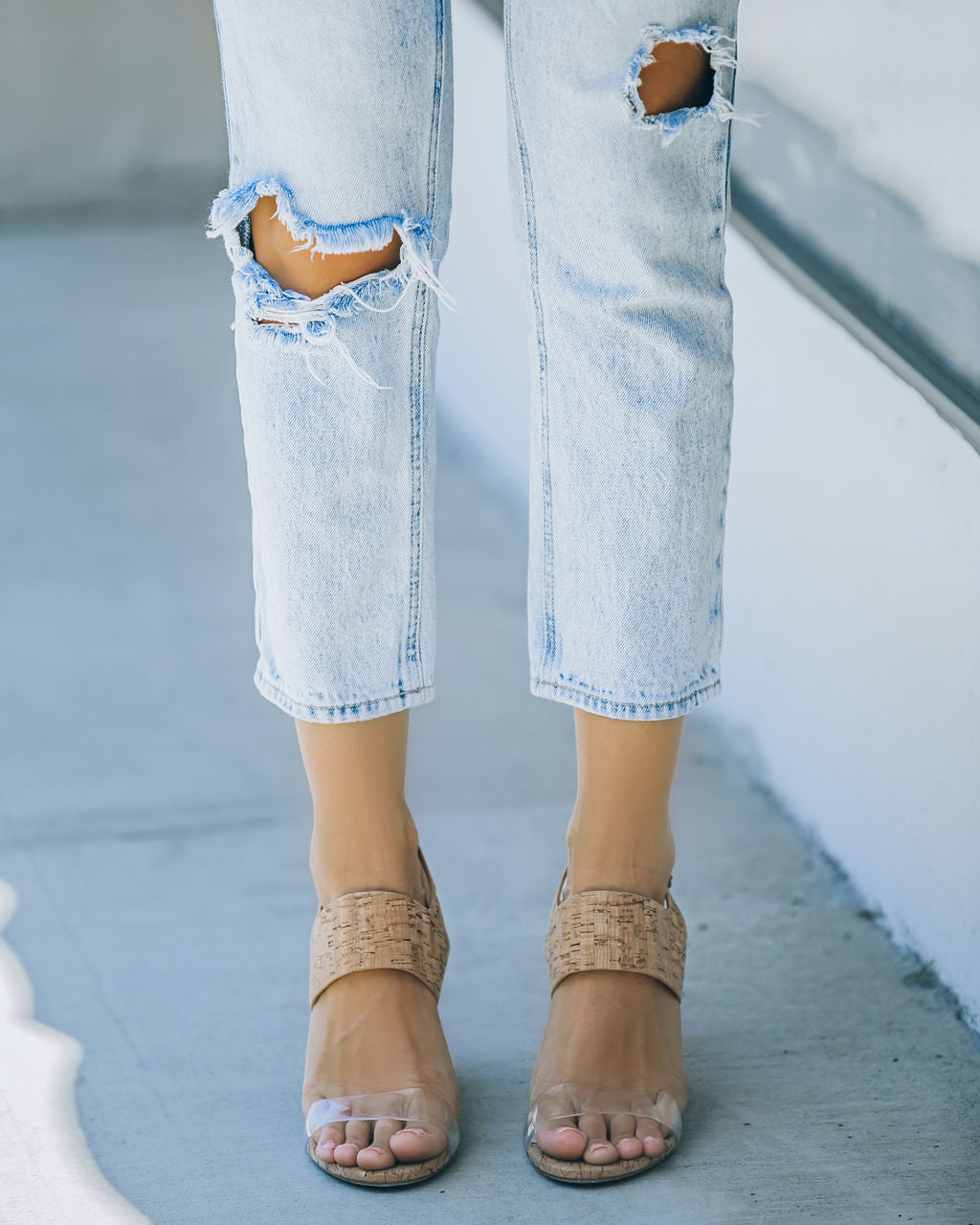 Napa Clear Strap Heeled Cork Sandal - FINAL SALE