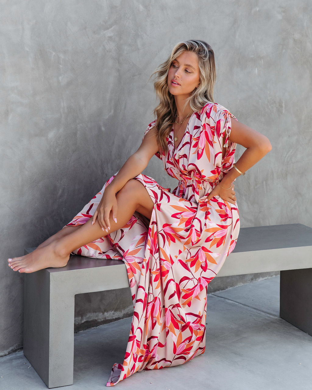 Callie Satin Floral Print Maxi Dress - SALE