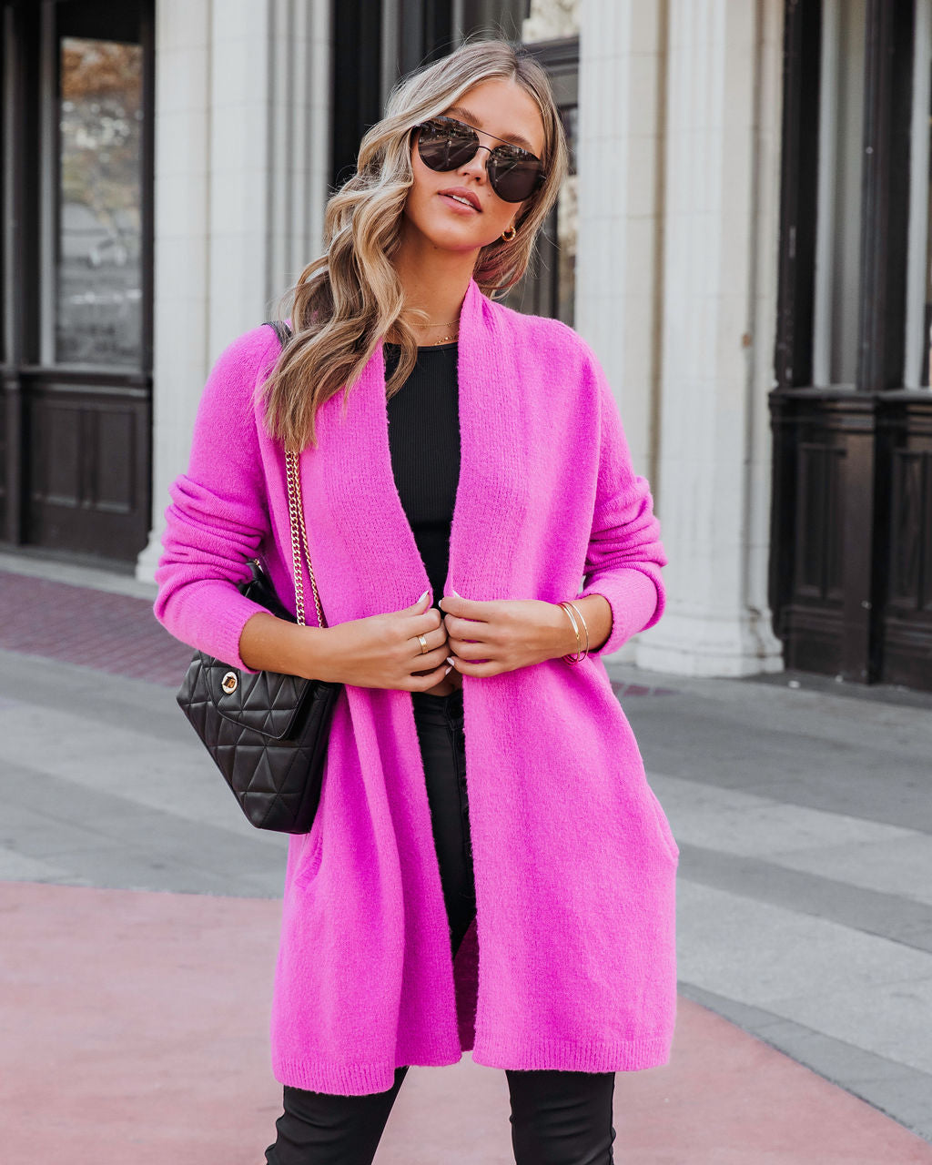 Changing Leaf Pocketed Cardigan - Orchid