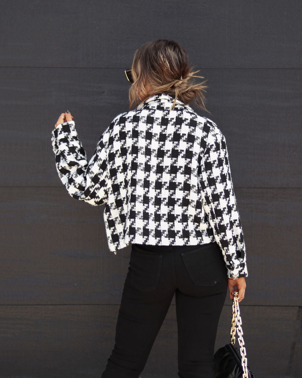 Beverly Pocketed Houndstooth Jacket