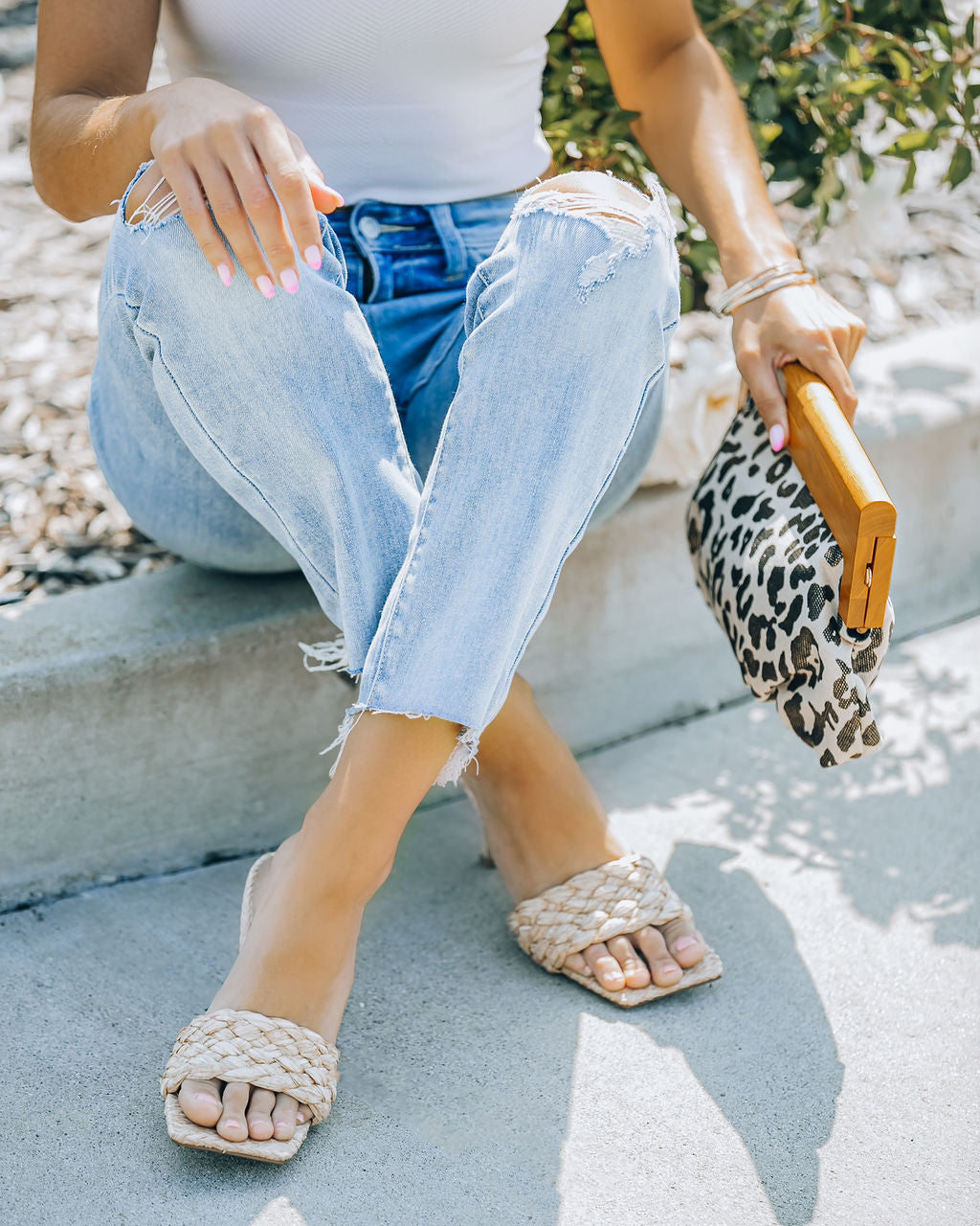 Nova Square Toe Heeled Raffia Mule - Natural - FINAL SALE