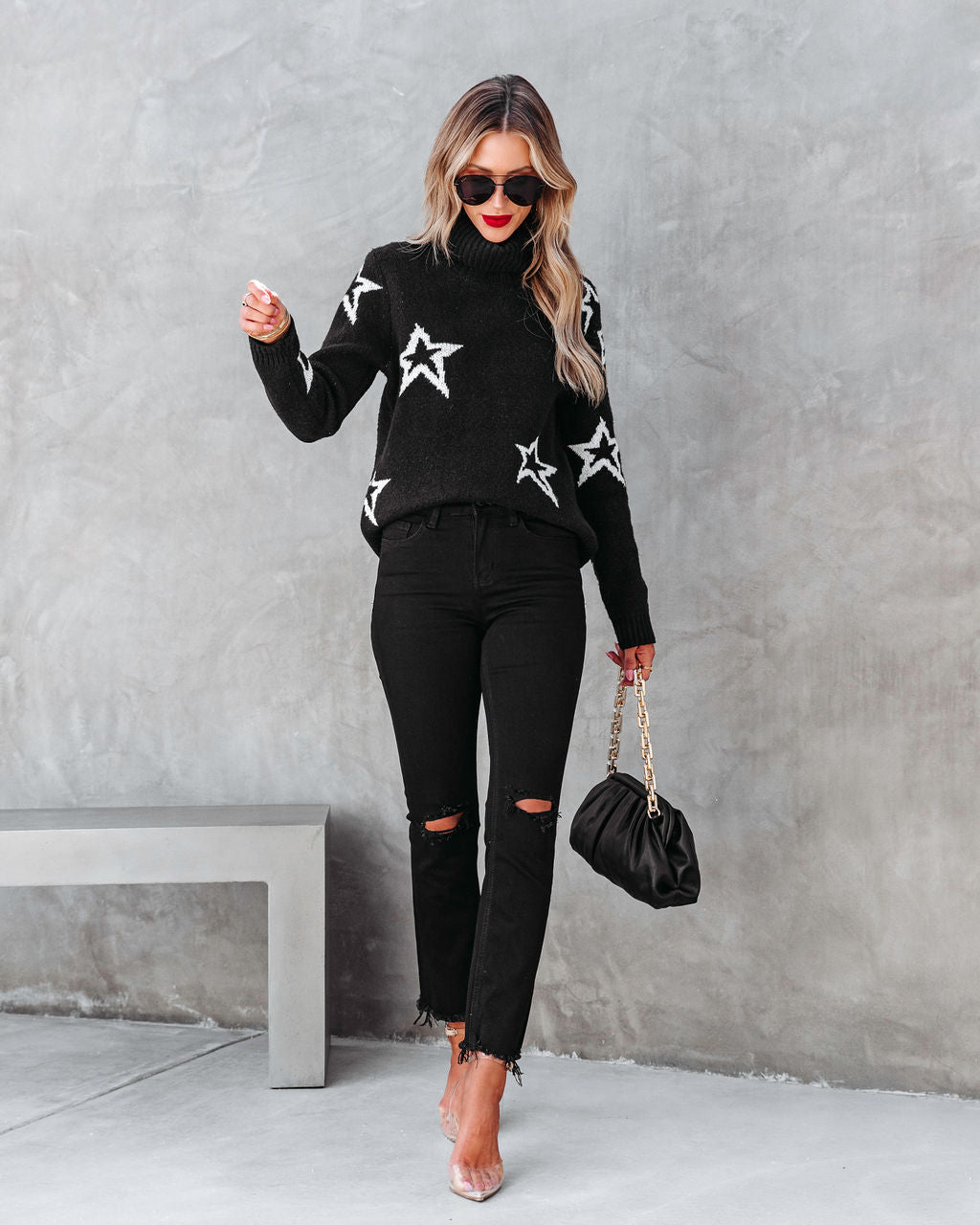 Aim For The Stars Turtleneck Pullover Sweater