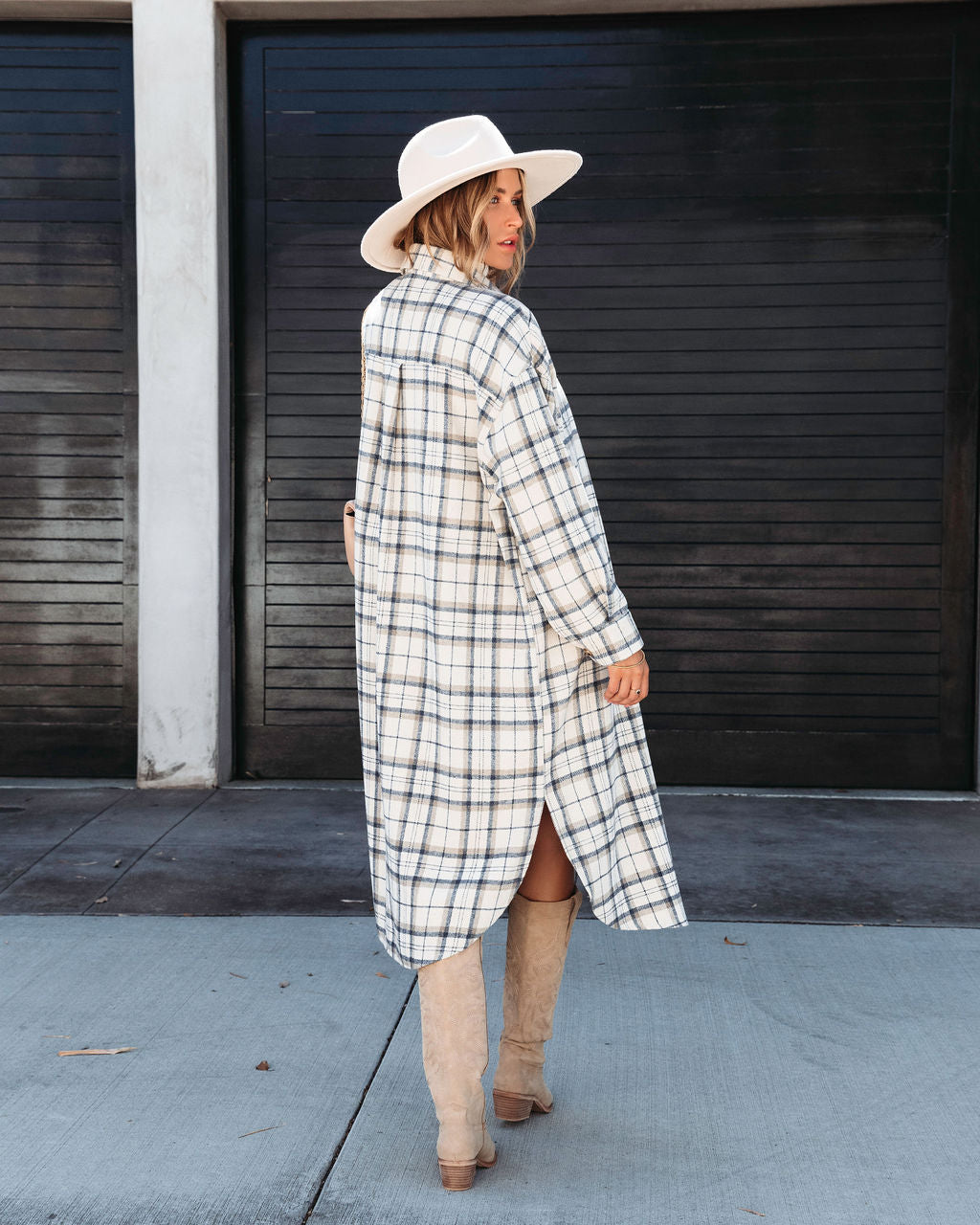 Fall Plaid Vibes Long Line Jacket