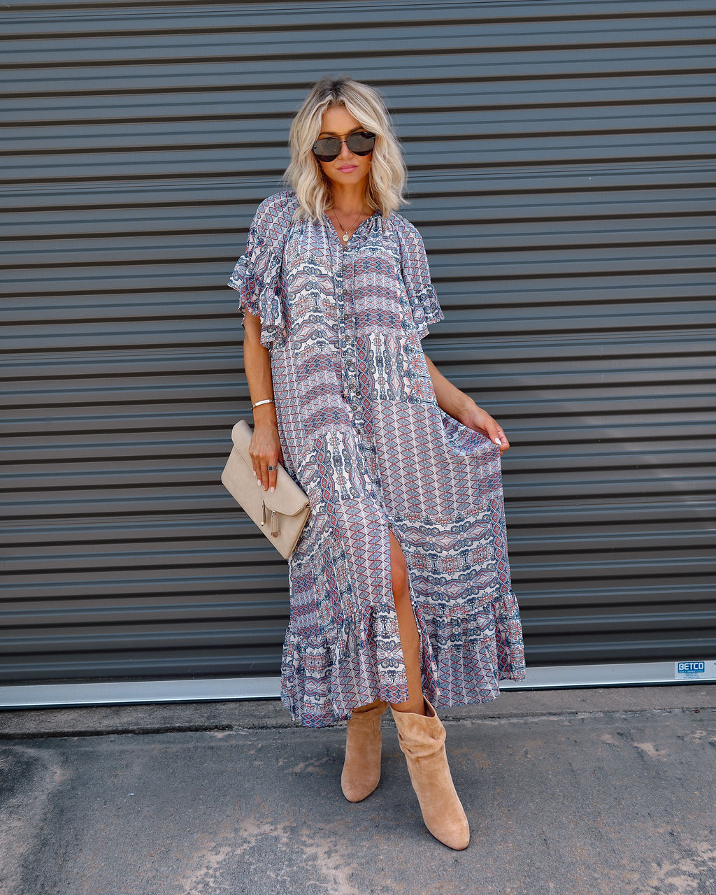 Joleen Patchwork Chiffon Maxi Dress