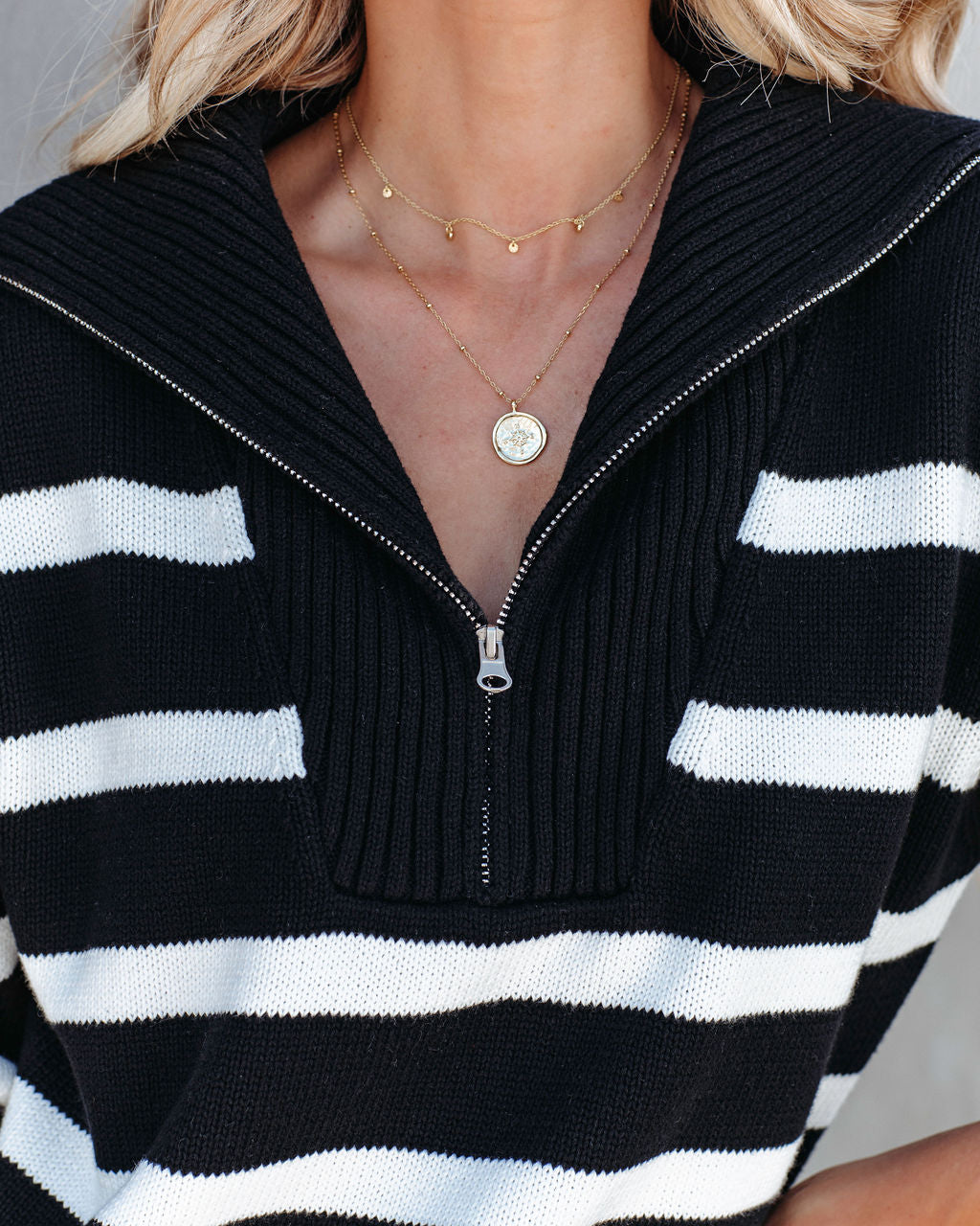 Oakley Cotton Striped Knit Pullover Sweater - Black - SALE