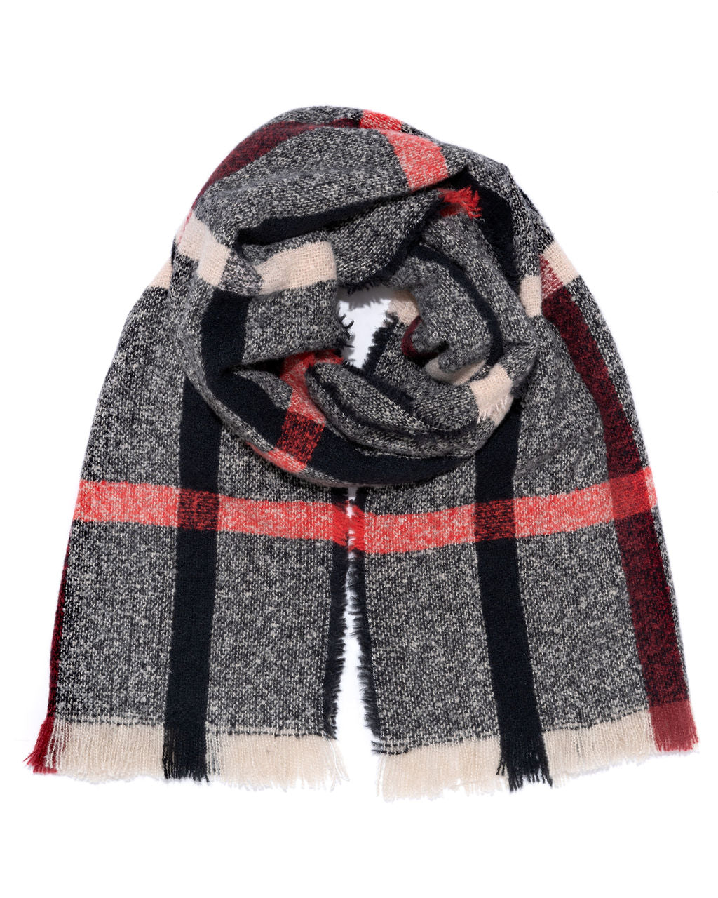 Brandon Plaid Frayed Scarf