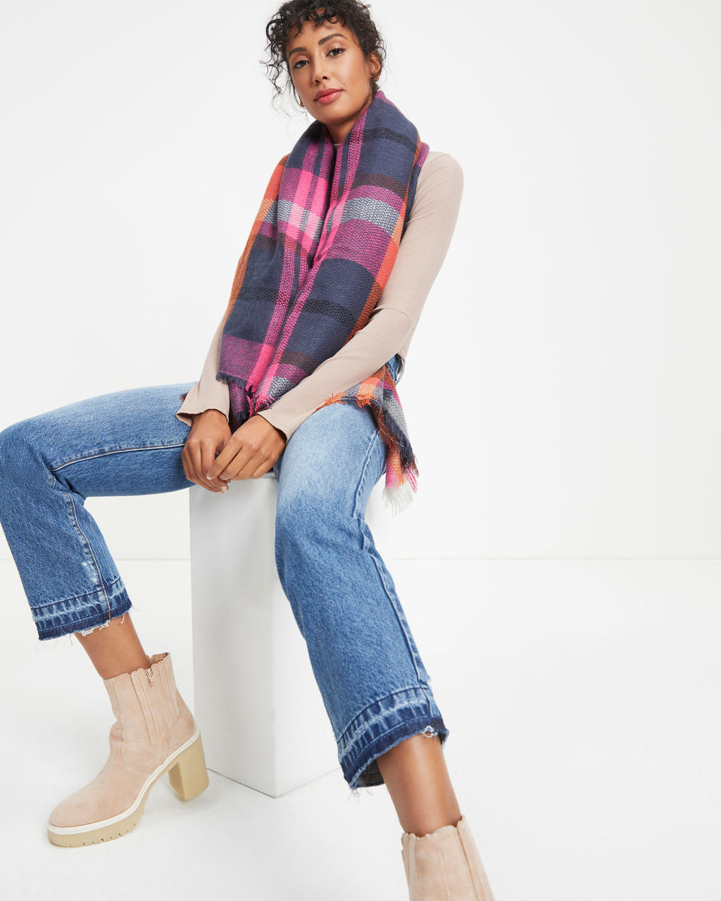 Creative Expression Plaid Blanket Scarf