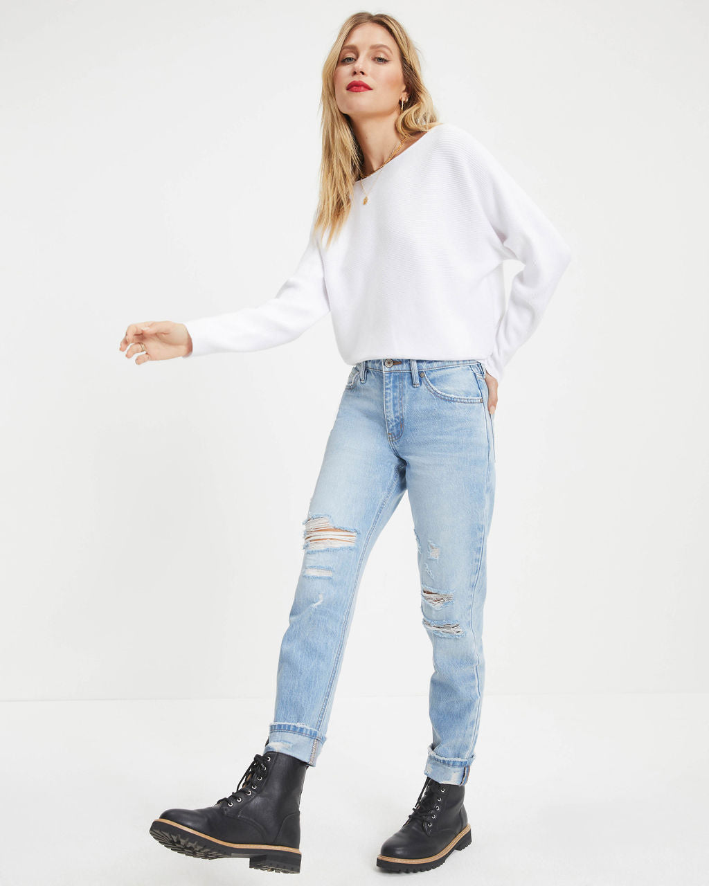 Kerry Ribbed Pullover Sweater - White