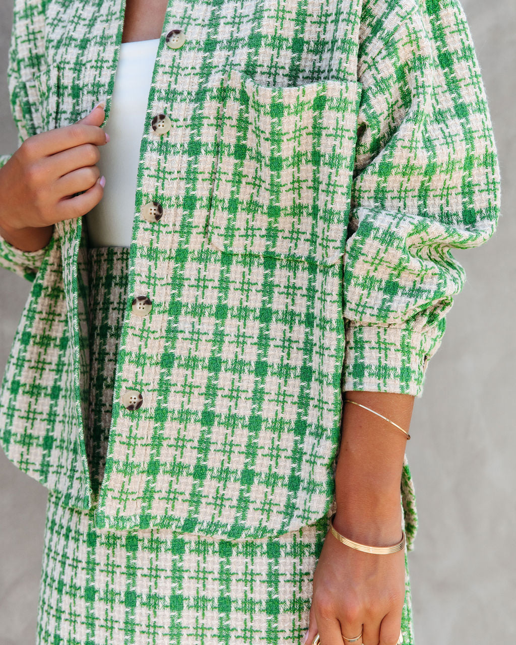 Jackie Houndstooth Lightweight Tweed Jacket - SALE