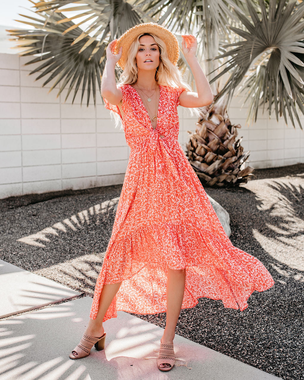 Kissed By The Sun High Low Pocketed Tie Maxi Dress - FINAL SALE