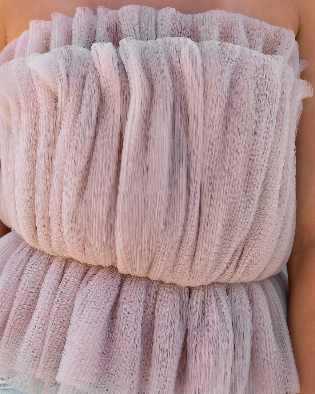 Glam Me Up Strapless Plisse Tulle Top - FINAL SALE