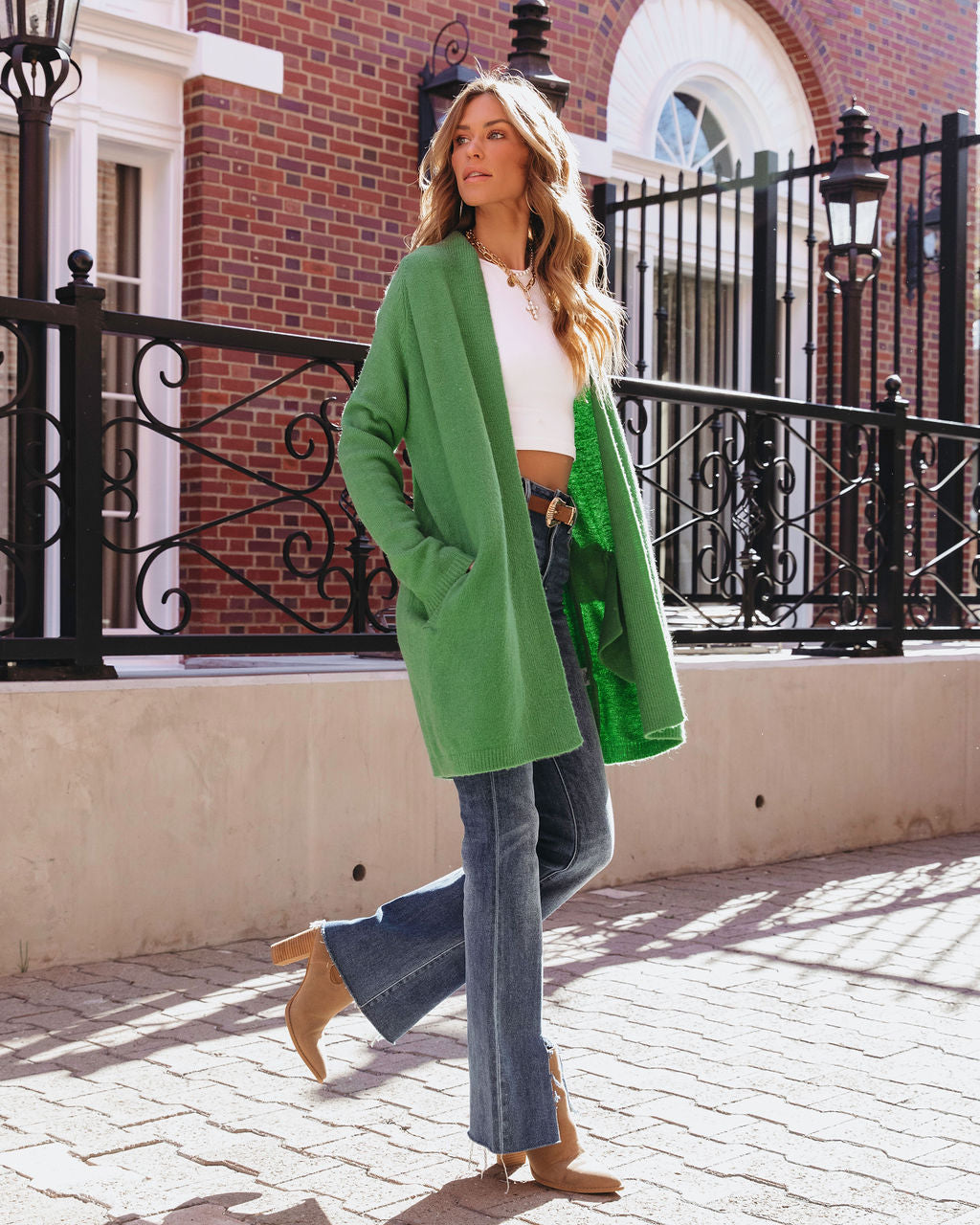 Changing Leaf Pocketed Cardigan - Green