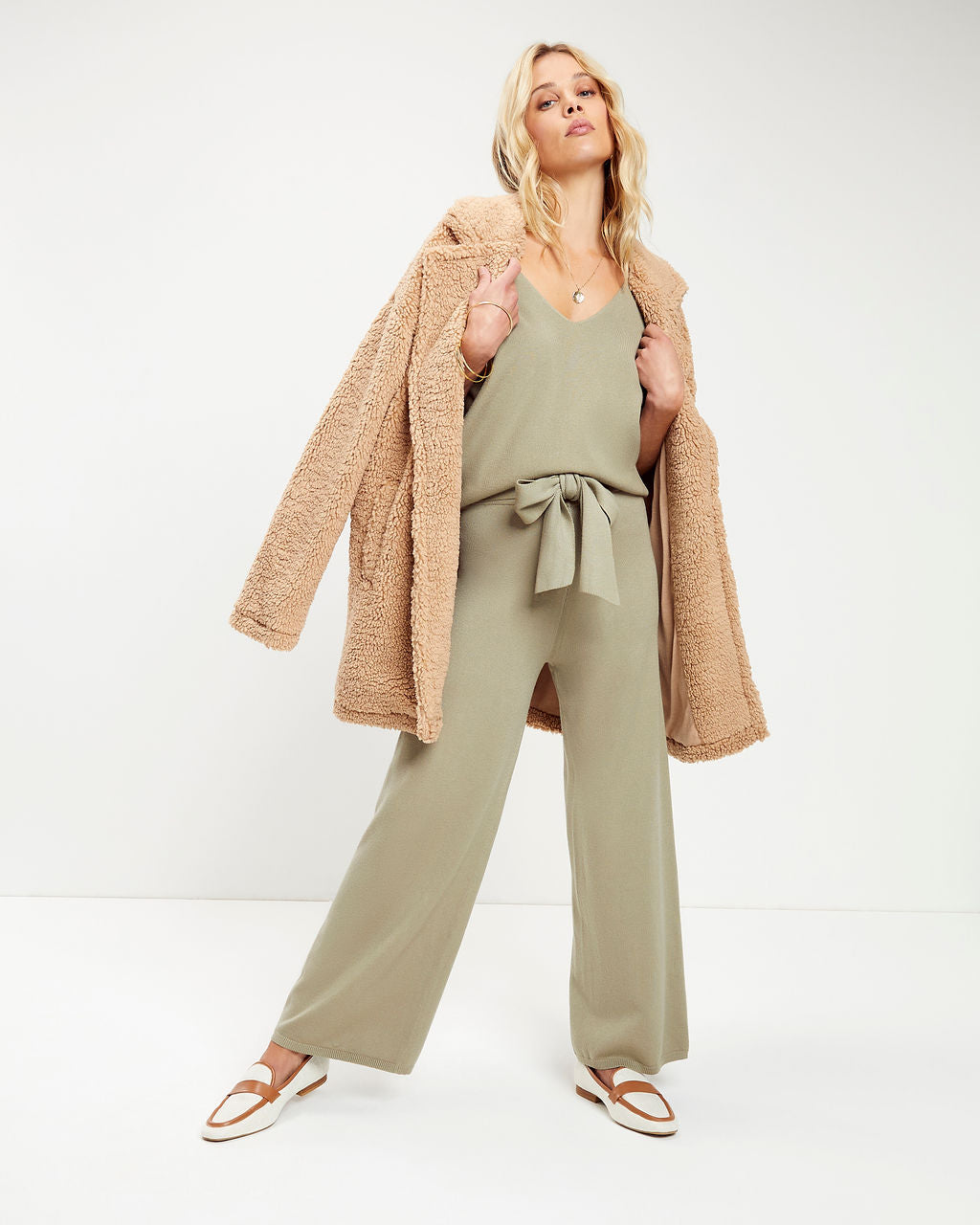 Analia Knit V-Neck Pullover Sweater - Sage