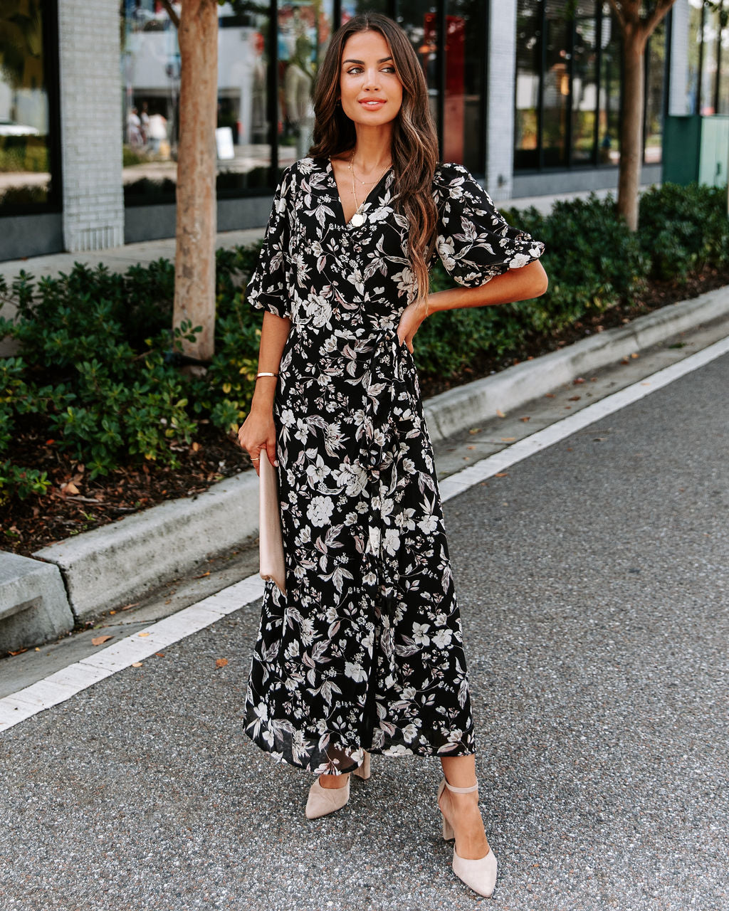 Tasha Floral Wrap Midi Dress