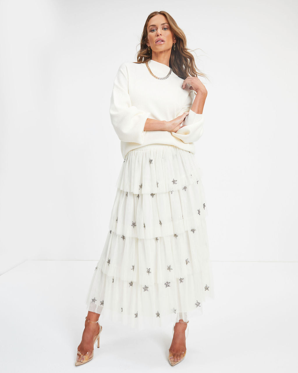 Russ Mock Neck Ribbed Sweater - Ivory