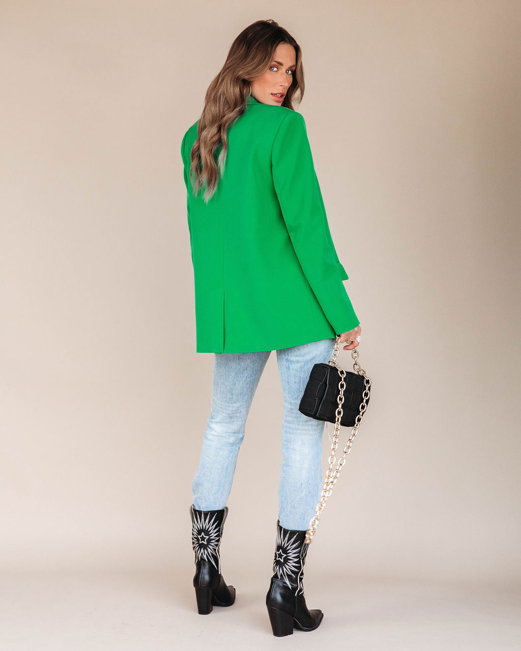 Makayla Pocketed Blazer - Green