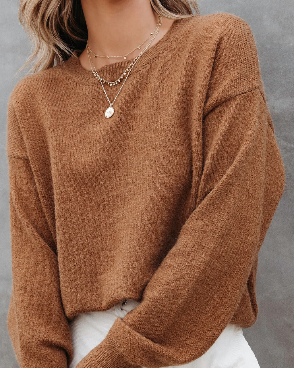 Pushing Forward Knit Pullover Sweater - Caramel