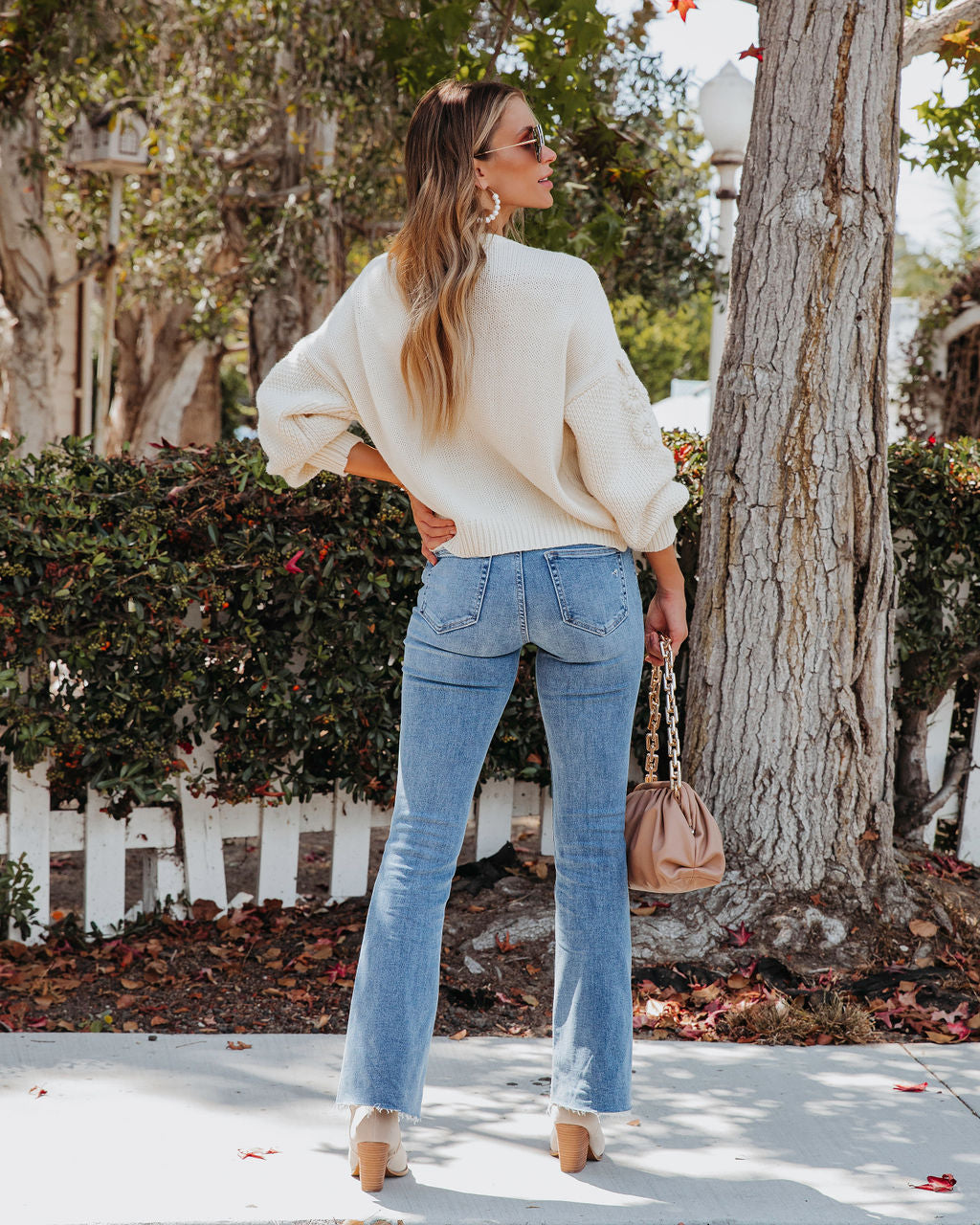 Hey Darling Floral Embroidered Knit Pullover Sweater - Ivory