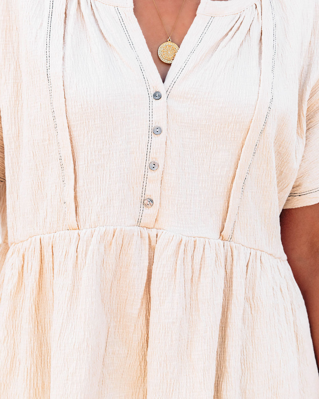 Raena Cotton Button Down Babydoll Top - Cream - FINAL SALE