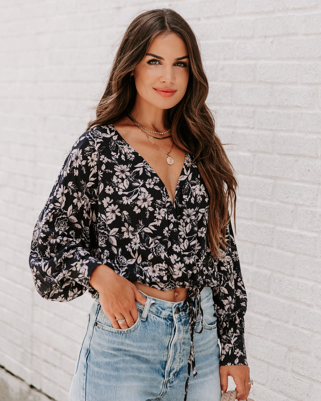 Daily Devine Floral Drape Top - SALE