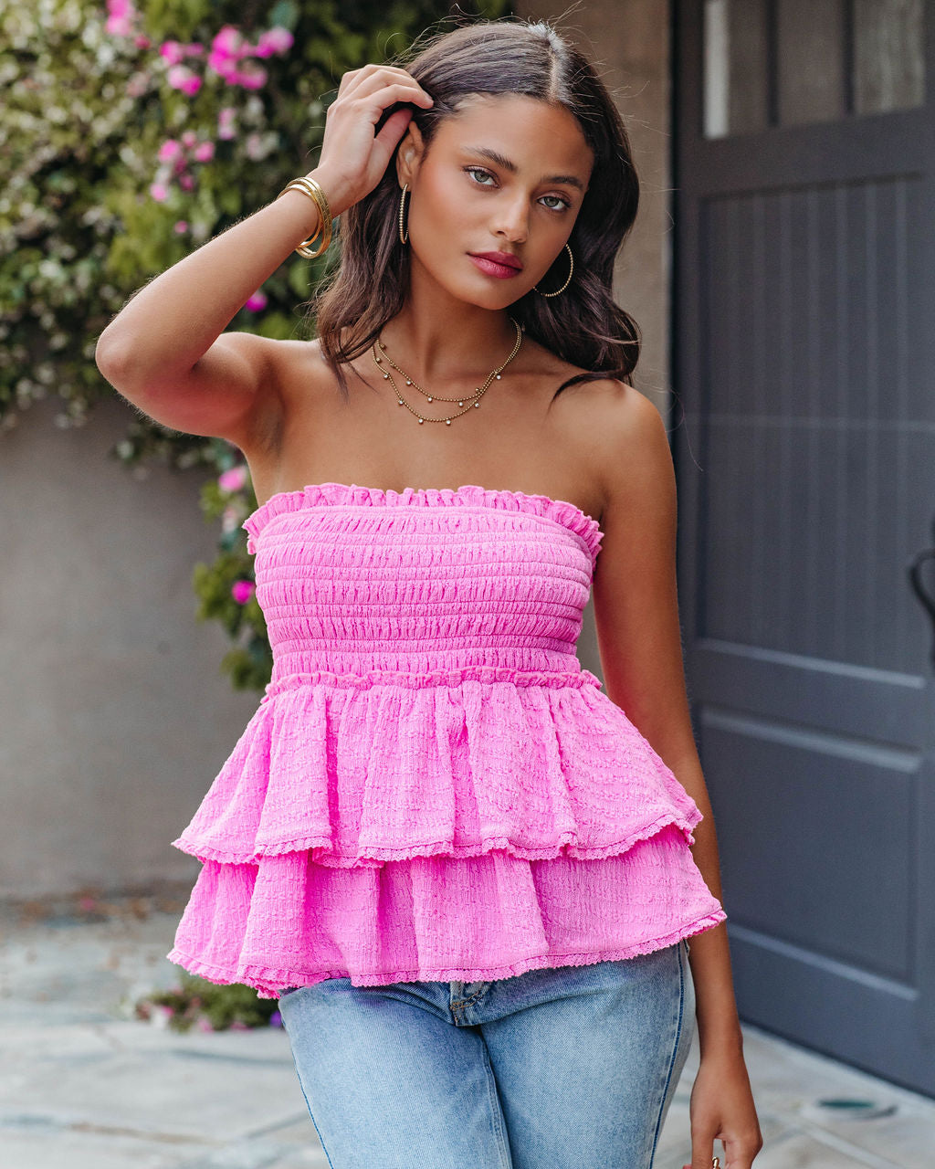 Bubble Gum Pop Smocked Ruffle Top - Bubble Gum Pink