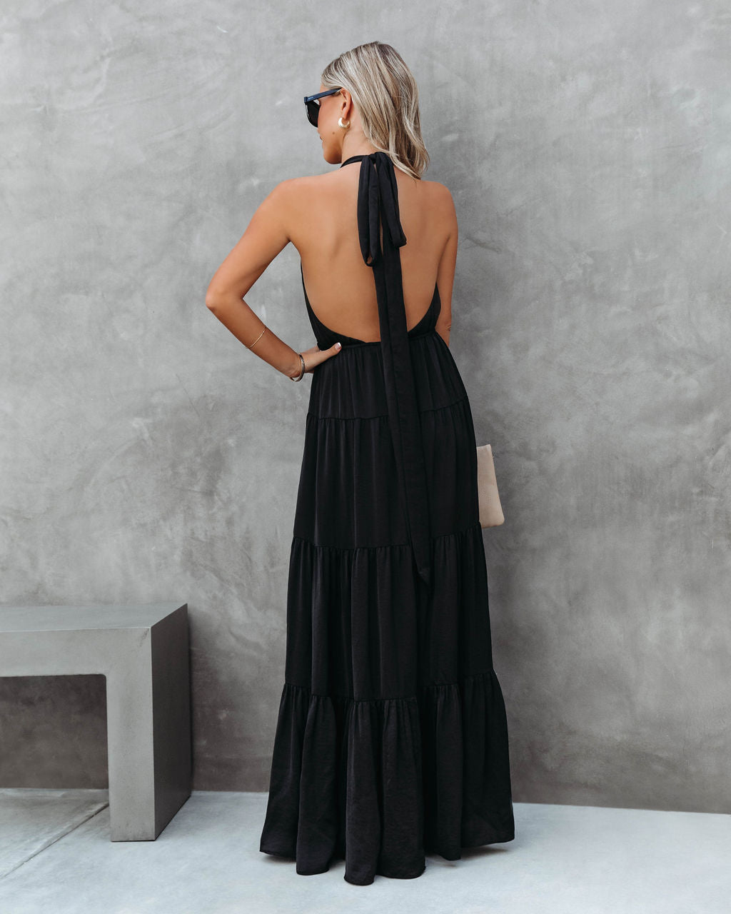Forever Begins Today Satin Maxi Dress - Black
