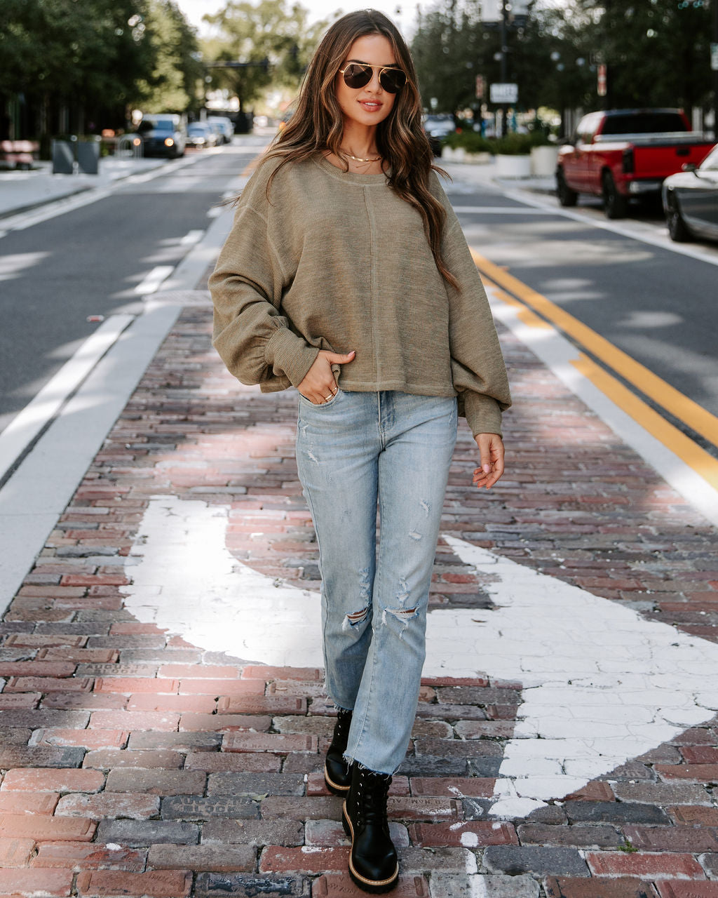 Marcela Knit Pullover Sweater - Olive
