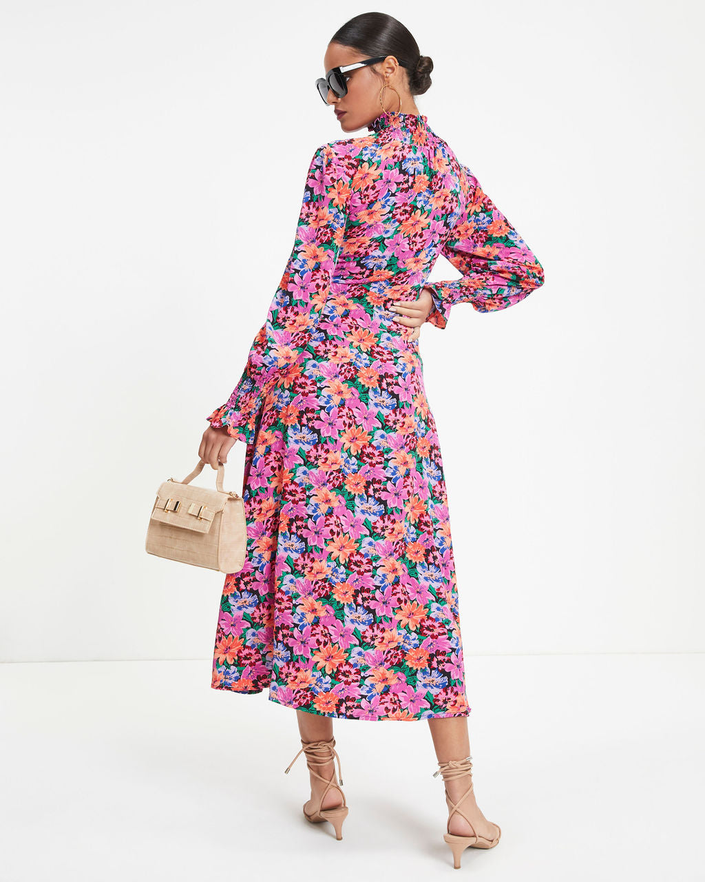 Shayla Floral Mock Neck Midi Dress