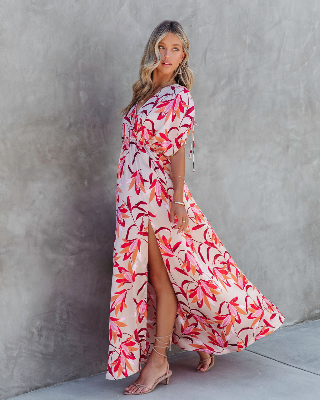 Callie Satin Floral Print Maxi Dress - SALE